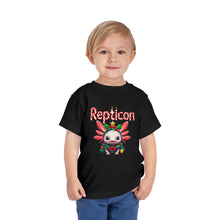 Load image into Gallery viewer, Repticon Toddler Short Sleeve Tee w/ Axolotl Christmas Tree
