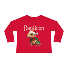 Load image into Gallery viewer, Repticon Toddler Long Sleeve Tee w/ Bearded Dragon Santa
