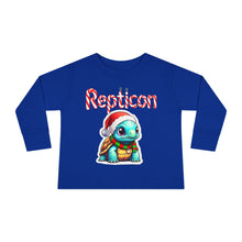 Load image into Gallery viewer, Repticon Toddler Long Sleeve Tee w/ Tortoise Santa
