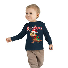 Load image into Gallery viewer, Repticon Toddler Long Sleeve Tee w/ Bearded Dragon Santa
