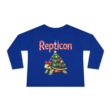 Load image into Gallery viewer, Repticon Toddler Long Sleeve Tee w/ Tortoise Christmas Tree
