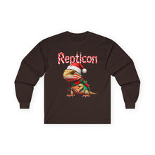 Load image into Gallery viewer, Repticon Unisex Ultra Cotton Long Sleeve Tee w/ Bearded Dragon Santa
