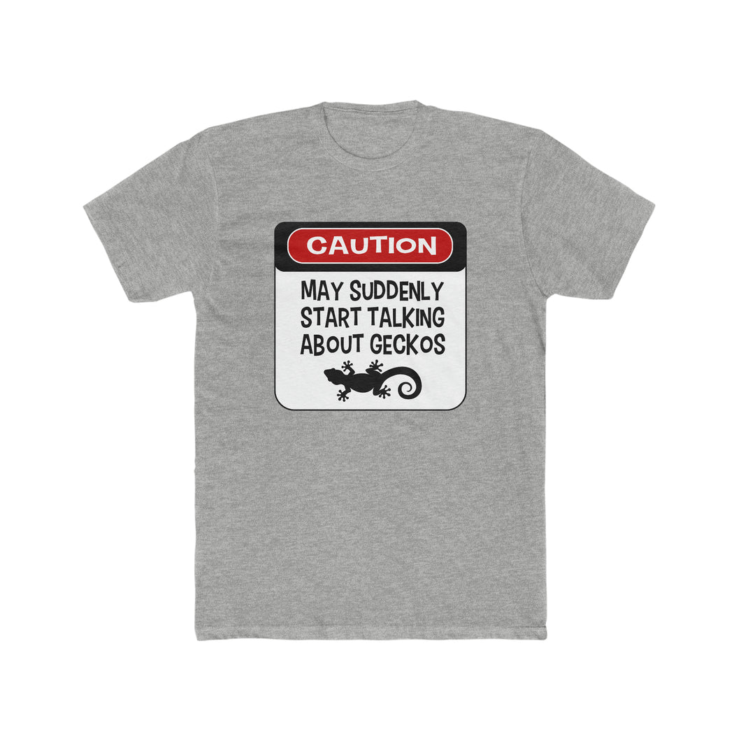 Repticon Men's Cotton Crew Tee - Humorous Gecko Caution Sign
