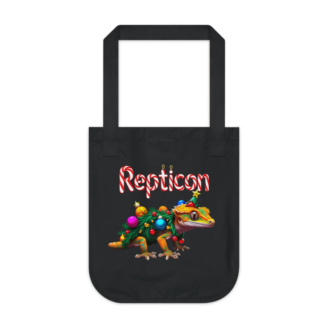 Repticon Organic Canvas Tote Bag w/ Crested Gecko Christmas Tree