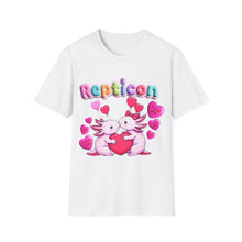 Load image into Gallery viewer, Repticon Unisex Softstyle T-Shirt w/ Valentine Axolotls
